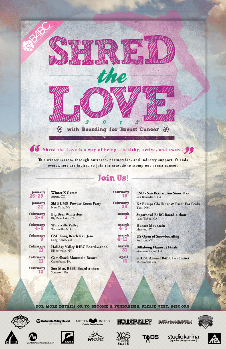 Boarding for Breast Cancer “Shred the Love” Poster